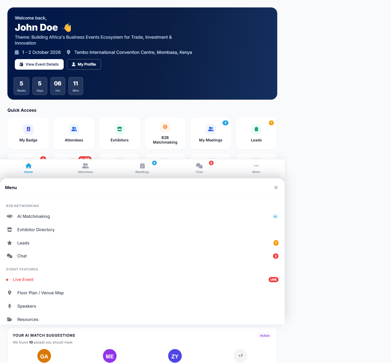 AMS 2026 portal dashboard